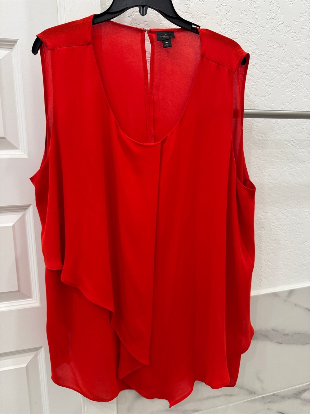 Worthington Red Sleeveless Draped Blouse-so silky!